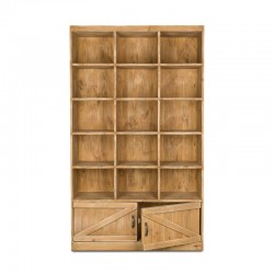 Étagère à bière 15 casiers, 2 portes, bois massif