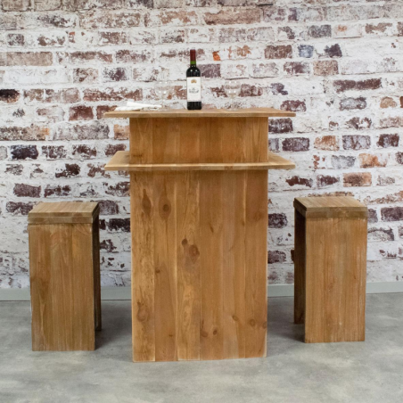 Table de dégustation caviste bois vieilli