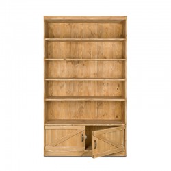 Étagère 5 niveaux, 2 portes, bois massif