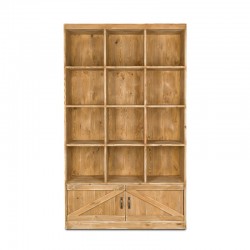 12-cube shelf unit 2 doors L119 cm, solid wood | TRADIS