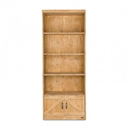 Étagère 4 niveaux, 2 portes, bois massif