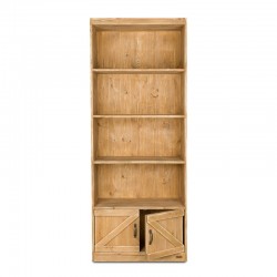Étagère 4 niveaux, 2 portes, bois massif