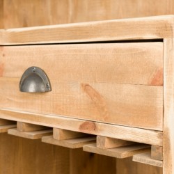 Wooden wine bar, 2 drawers, wine glass hanging rack, Solid Wood | TRADIS