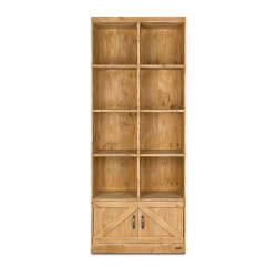 Étagère 8 casiers, 2 portes, bois massif