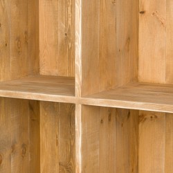 Double sided central display unit on wheels, solid wood | TRADIS
