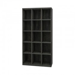 Etagère 15 casiers L99 cm, bois massif Noir charbonneux