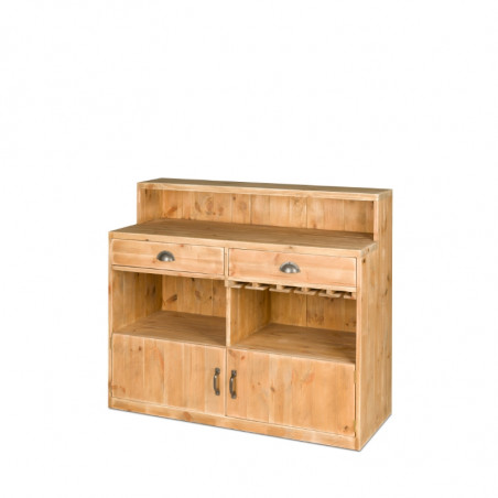 Weinstube TRADIS aus Massivholz 2 Türen 2 Schubladen L 119 cm