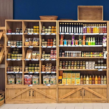 Regal mit 15 Fächern B119, 2 Türen, Massivholz TRADIS Antikholz