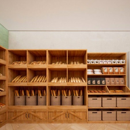 Bäckerei-Regal 3 Ebenen, 2 Türen aus Massivholz Ambiente