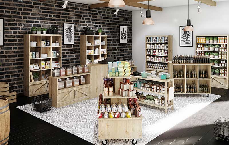presentoirs produits epicerie